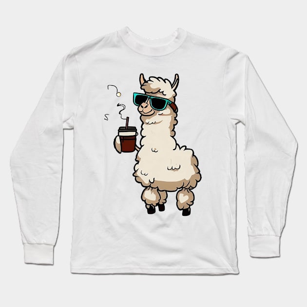 llamas and coffee : happy llamaween Long Sleeve T-Shirt by Deartexclusive